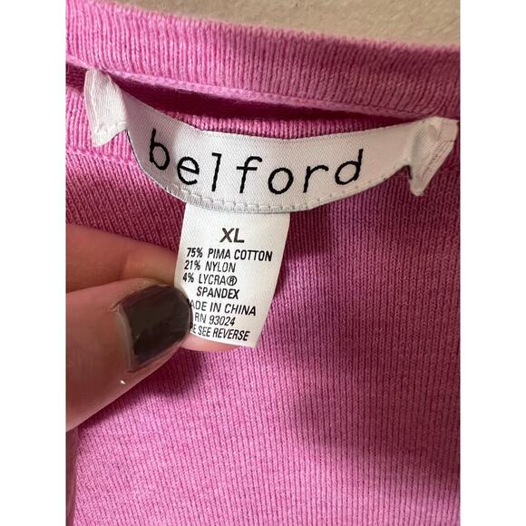 Belford Pink Knit Long Sleeve Top Sz XL - Picture 3 of 3
